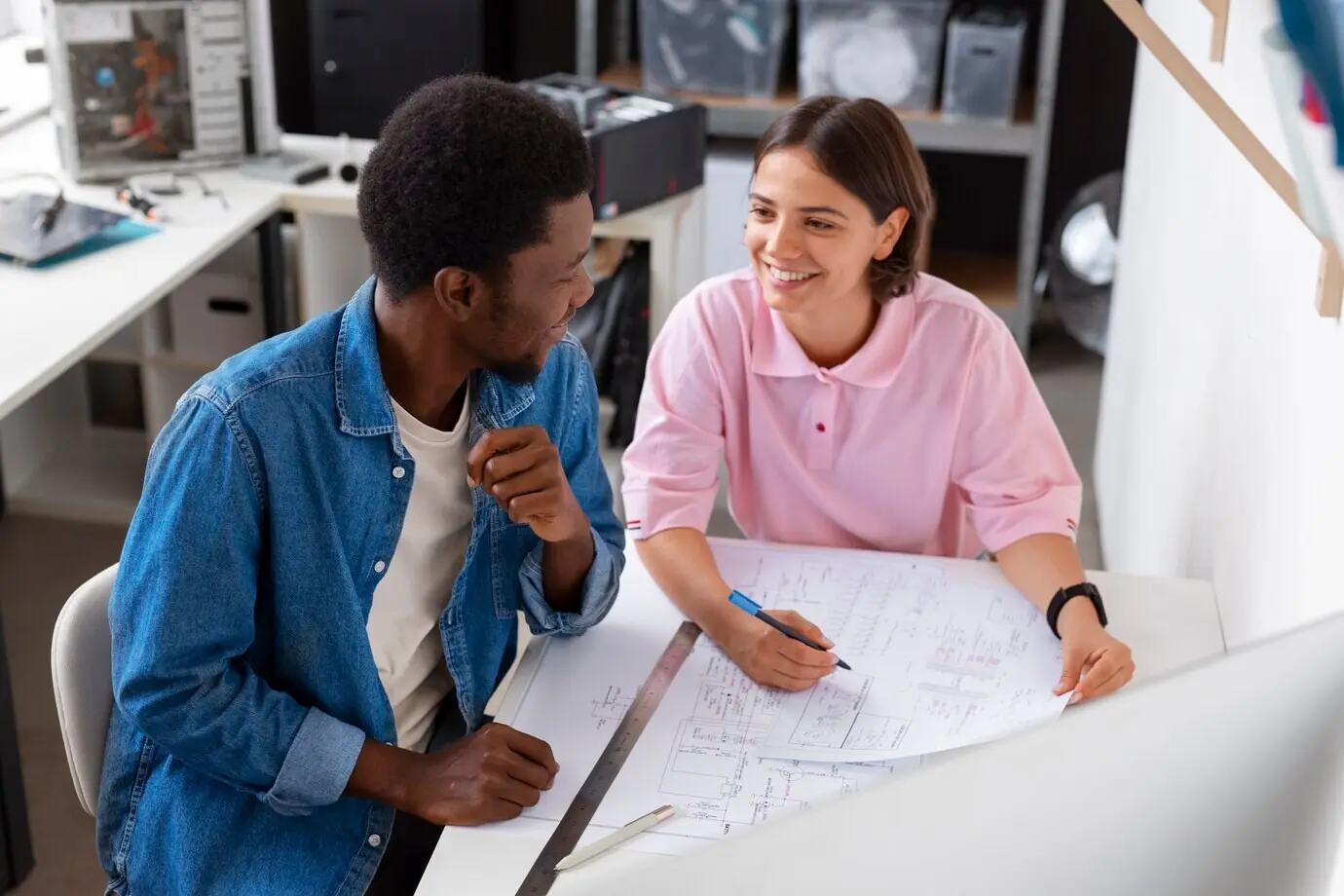 Menschen, die Computerchips reparieren